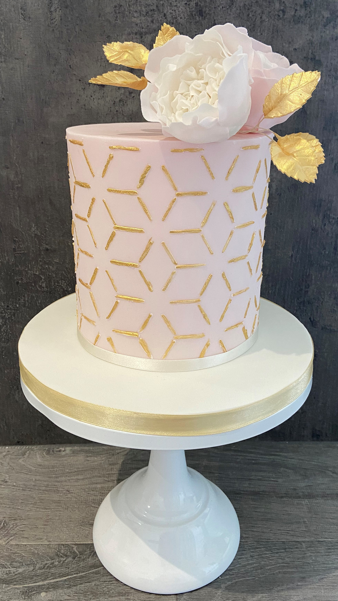 Stylish tall Birthday cake with sugar flowers