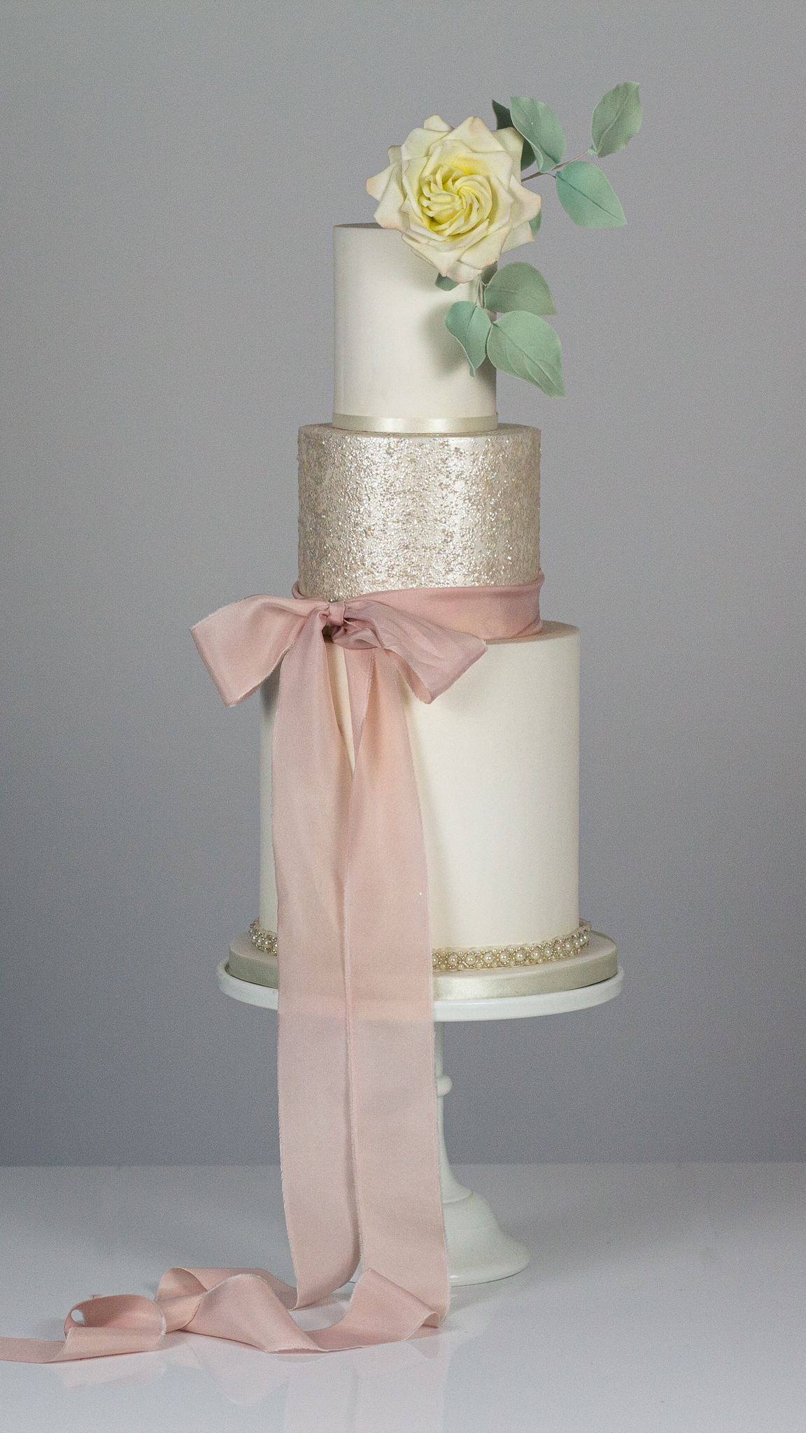 Luxury Wedding cake with silk ribbon